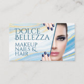 上品な青の白い金ゴールド大理石ゲートのアートパターン 名刺 (正面)