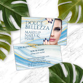 上品な青の白い金ゴールド大理石ゲートのアートパターン 名刺