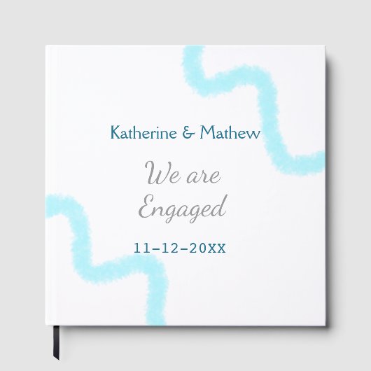 上品な青灰色の水彩スパイラルスタイル ゲストブック (正面)