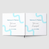 上品な青灰色の水彩スパイラルスタイル ゲストブック (全面)