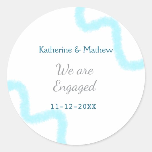 上品な青灰色の水彩スパイラルスタイル ラウンドシール (正面)