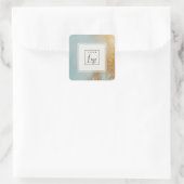 上品な青芸術的色の金ゴールド油絵を描テクスチャのロゴ スクエアシール (バッグ)