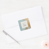 上品な青芸術的色の金ゴールド油絵を描テクスチャのロゴ スクエアシール (封筒)