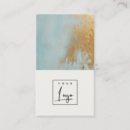 上品な青芸術的色の金ゴールド油絵を描テクスチャのロゴ 名刺 (正面)