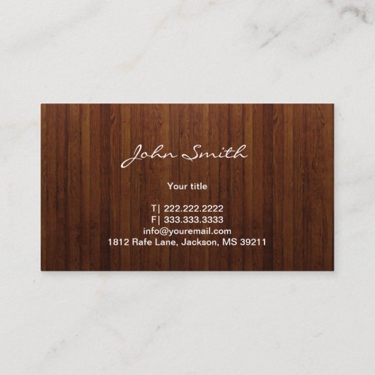 上品な馬のダークウッドの質感の名刺 名刺 (裏面)