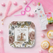 上品な馬好きの誕生日プレート ペーパープレート (パーティー)