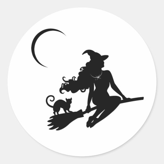 上品な魔女ハロウィーンステッカー ラウンドシール (正面)