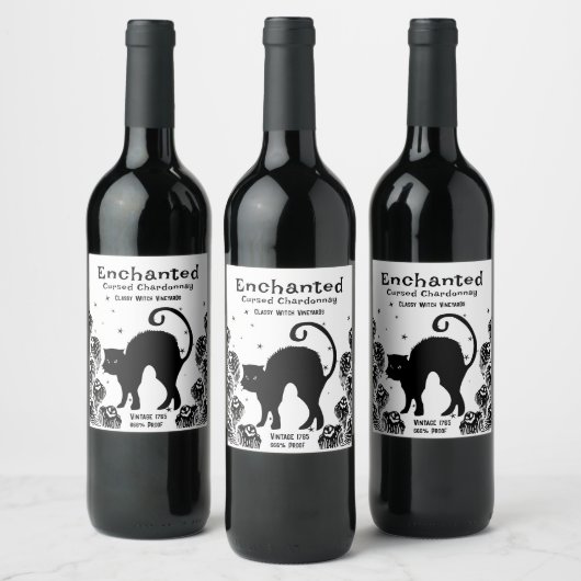 上品な魔女魔法の呪われたシャルドネ ワインラベル (ボトル)