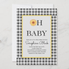 上品な黄色と黒の夏のピクニック赤ちゃんシャワー 招待状