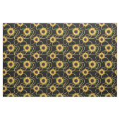 上品な黄色のひまわりスタイリッシュ模様（黒） ファブリック (ファットクウォーター)