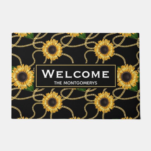 上品な黄色のひまわりパタスタイリッシューン歓迎 ドアマット (正面)