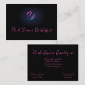 上品な黒い名刺のピンクの白鳥のロゴ 名刺 (正面/裏面)