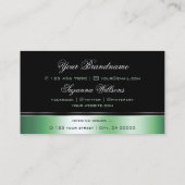 上品な黒い緑の曲線のデコールラインきらめく 名刺 (裏面)