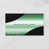 上品な黒い緑の曲線のデコールラインきらめく 名刺 (正面)