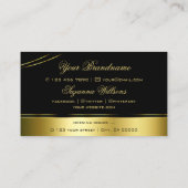 上品な黒い金ゴールド曲線のデコーラインきらめく 名刺 (裏面)