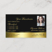 上品な黒い金ゴールド曲線モノグラムと写真 名刺 (裏面)