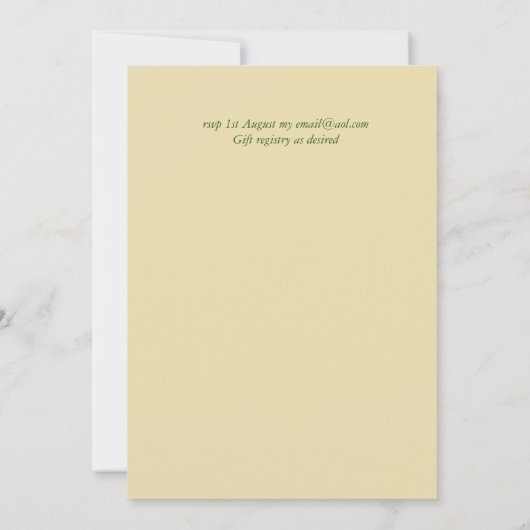 上品な黒い金ゴールド緑のリース結婚式の招待 (裏面)