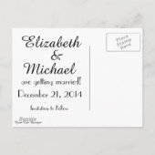 上品な黒い黒板の《写真》ぼけ味ライト日付を保存 案内ポストカード (裏面)