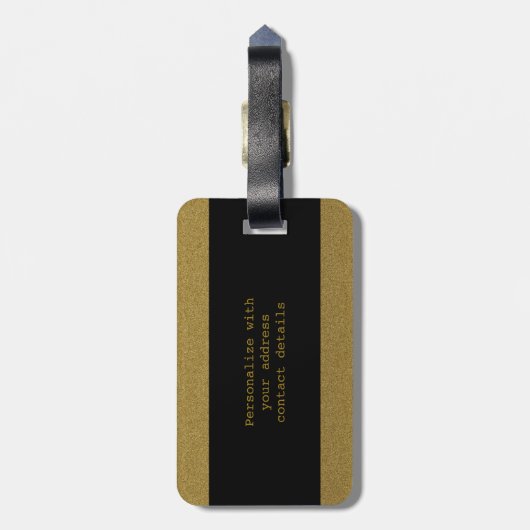 上品な黒および金ゴールドのグリッター氏および夫人 ラゲッジタグ (裏面縦)