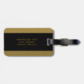 上品な黒および金ゴールドのグリッター氏および夫人 ラゲッジタグ (裏面横)