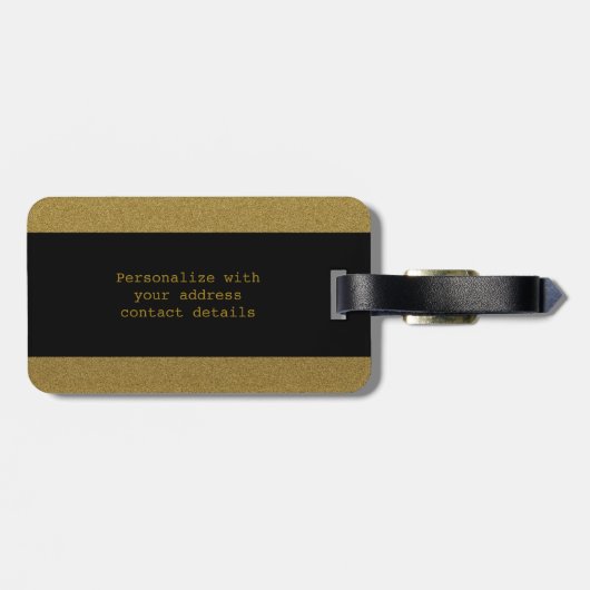上品な黒および金ゴールドのグリッター氏および夫人 ラゲッジタグ (裏面横)