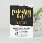 上品な黒および金ゴールド|の第21誕生会 招待状 (スタンド正面)