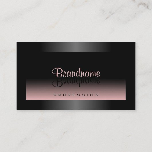 上品な黒と埃っぽいピンクのグラデーションのエレガンス 名刺 (正面)