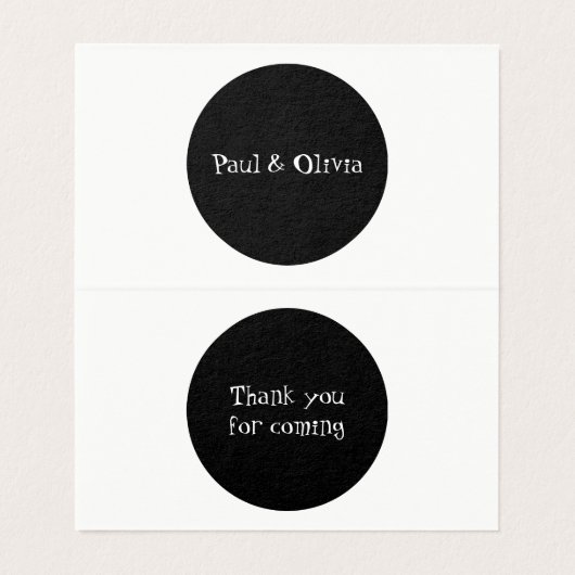 上品な黒と白ありがとうミニ折り畳みカード (内部フラット)