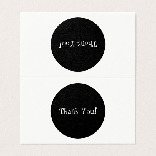 上品な黒と白ありがとうミニ折り畳みカード (外部フラット)