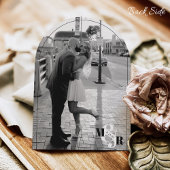 上品な黒と白のアンパサンド写真結婚アーチ 招待状