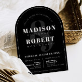 上品な黒と白のアンパサンド写真結婚アーチ 招待状