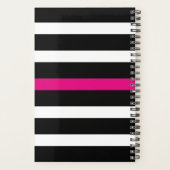 上品な黒と白のジオメトリックストライプ プランナー手帳 (裏面)