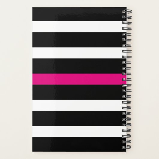 上品な黒と白のジオメトリックストライプ プランナー手帳 (裏面)