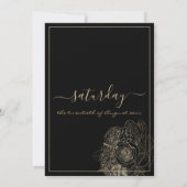 上品な黒と金ゴールドのバラ結婚フローラ 招待状 (裏面)