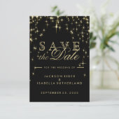 上品な黒と金ゴールドの星灯 セーブザデート (スタンド正面)
