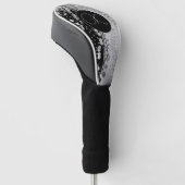 上品な黒と銀のジプシーのスカーフモノグラム ゴルフヘッドカバー (アングル)