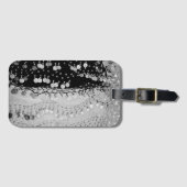 上品な黒と銀のジプシーのスカーフ ラゲッジタグ (正面横)