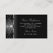 上品な黒と銀の四角い宝石の装飾品 名刺 (裏面)