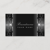 上品な黒と銀の四角い宝石の装飾品 名刺 (正面)