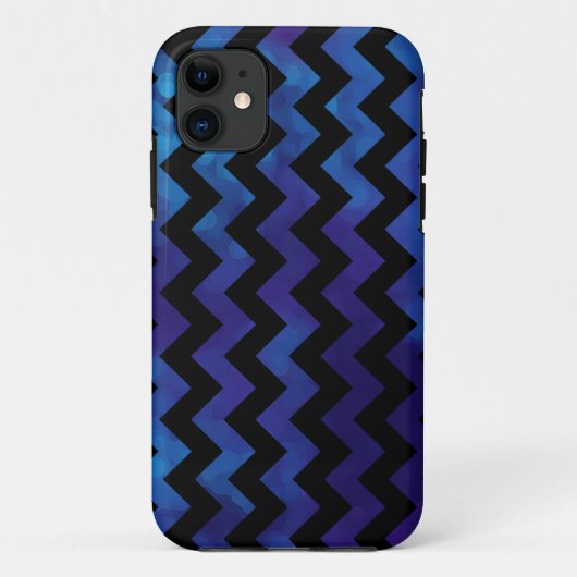 上品な黒と青のシボストライプン Case-Mate iPhoneケース (裏面)