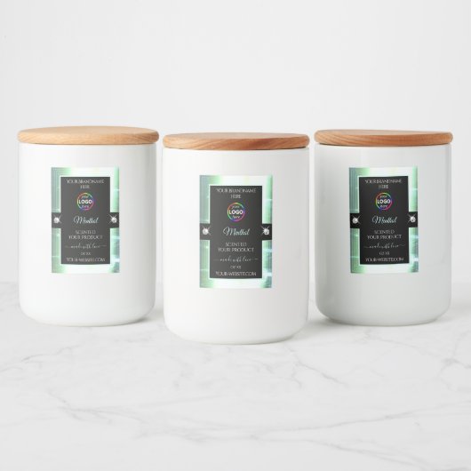 上品な黒の光沢のあるアイスブルーのロゴ製品ラベル フードラベル (ボトル)