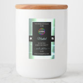 上品な黒の光沢のあるアイスブルーのロゴ製品ラベル フードラベル (正面)