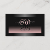 上品な黒ほこりっぽいピンクのグラデーションとイニシャルシック 名刺 (正面)