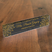 上品な黒エレガントガーリー色 デスクネームプレート (側面)