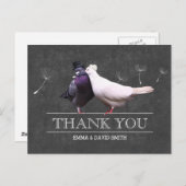 上品な黒板ミスター・アンド・ミセス・バーズありがとう ポストカード (正面/裏面)