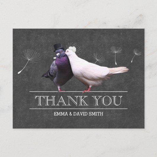 上品な黒板ミスター・アンド・ミセス・バーズありがとう ポストカード (正面)