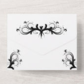 上品な黒白の3つ折りRsvp結婚's All オールインワン招待状 (裏面)