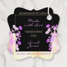 上品な黒紫色の花と金ゴールドありがとう