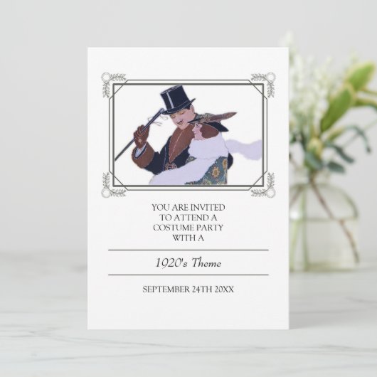 上品な20年代のテーマの衣裳のパーティの招待状 招待状 (スタンド正面)