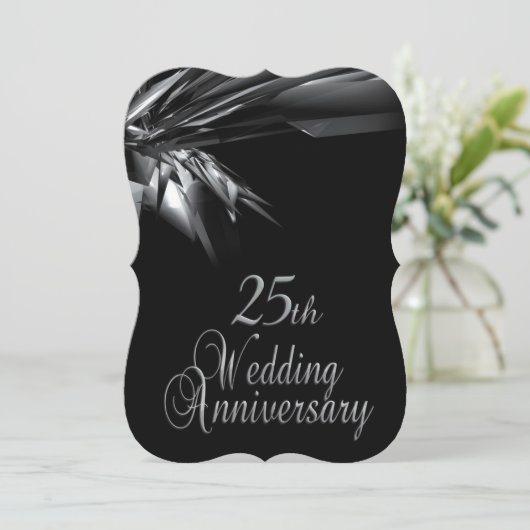 上品な25周年結婚記念日の招待状 招待状 (スタンド正面)